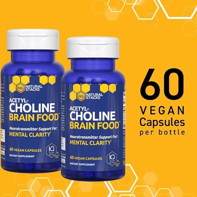 Acetylcholine Brain Food - Acetyl L-Carnitine & Alpha GPC Supplement - Supports Production of Acetylcholine - Neurotransmitter Supplement for Cognitive Function - 120 Capsules