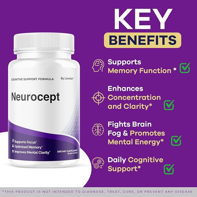 (3 Pack) Neurocept Brain Supplement Capsules - Official Neuro cept Brain & Memory Focus Support Advanced Formula, Neurocept Pills Daily Support for Overall Health & Wellness, 180 Capsules for 3 Months