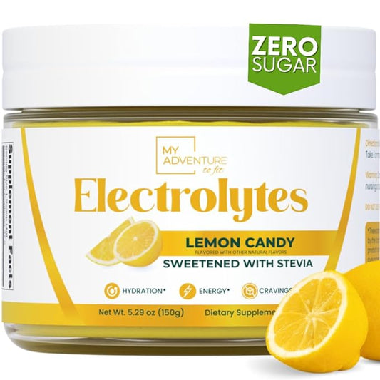 Zero Sugar - Lemon Candy Electrolytes Powder - Refreshing Hydration - Caffeine Free Energy with All Natural Ingredients - Vegan, Keto & Paleo - Sugar Free Electrolytes Powder Drink Mix - 37 Servings