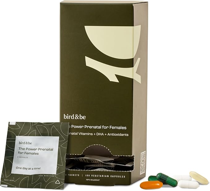 bird&be The Power Prenatal for Females - Fertility Support with Algae Oil DHA (Omega-3), CoQ10 and N-Acetyl Cysteine - 30-Day Supply