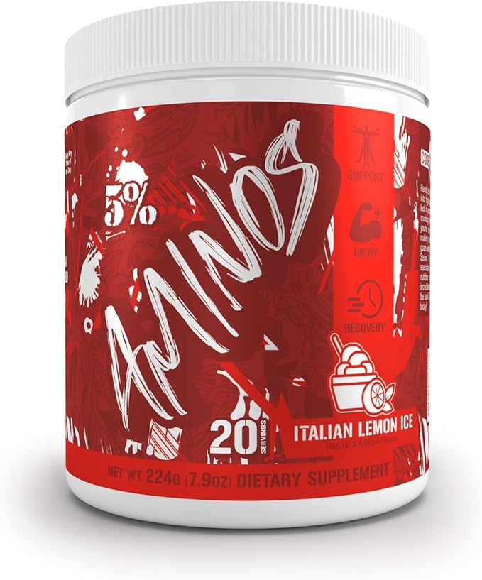 5% Nutrition Code Red Aminos BCAA & EAA Post Workout Recovery Powder | Full Spectrum Essential Amino Acid Complex for Men & Women (Italian Lemon Ice)
