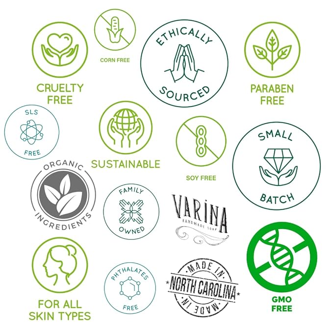 Varina Organic Rosemary Peppermint Bar Soap - Gentle Cleansing for Sensitive Skin, Herbal and Mint - 3 Pack