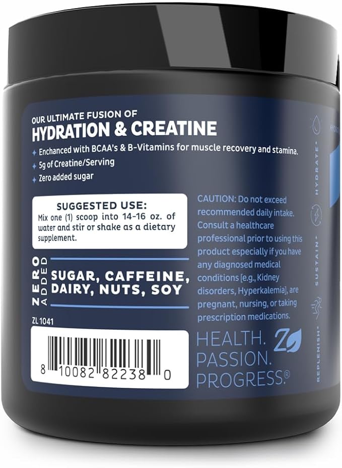 Zeal Electrolyte Powder w/Micronized Creatine (30 Servings | Lemon Sorbet) w 0 Sugar +BCAAs +B-Vitamins Electrolyte Supplement w Potassium Zinc & Magnesium for Hydration - Keto Electrolyte
