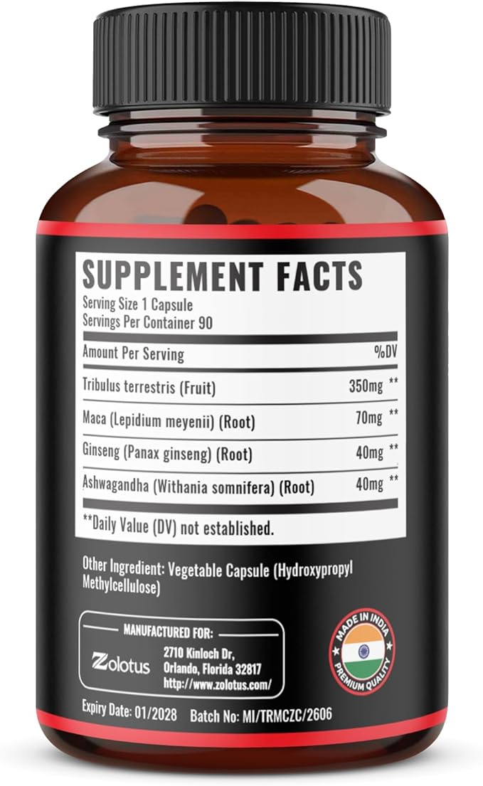 Zolotus 2 Packs Tribulus Terrestris with Maca Root Ashwagndha Root, Panax Ginseng - 6 Months Supply