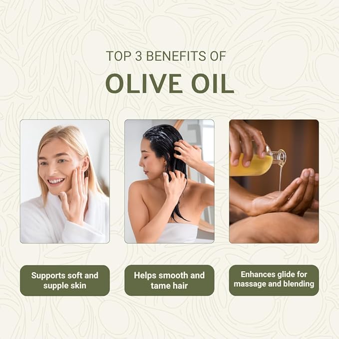 Olive Oil - 100% Pure Cold Pressed Natural Olive Oil (Aceite de Oliva) for Essential Oils Dilution, Massage & Skincare - Premium Grade (16oz)