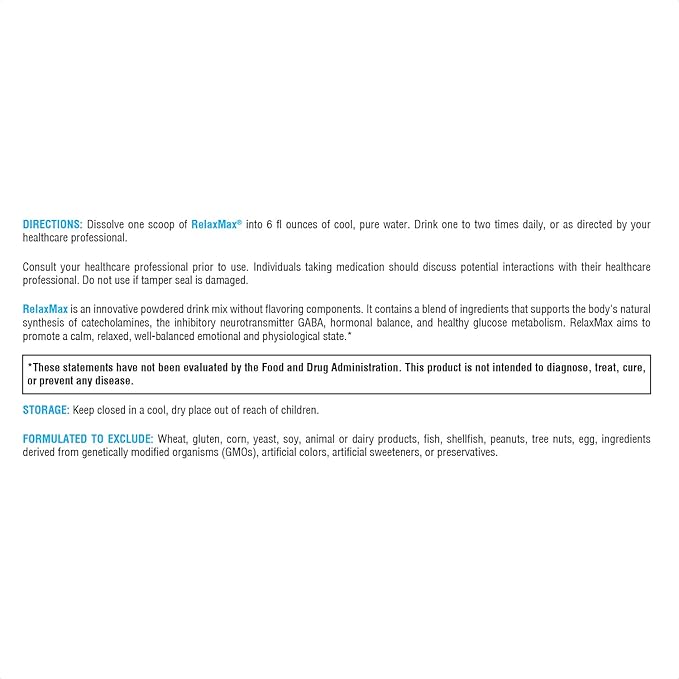 XYMOGEN RelaxMax Drink Mix - Promotes Relaxation + Stress Resiliency - Taurine Powder with Magnesium, Myo-Inositol, GABA, L-Theanine - Unflavored Mood Support Supplement (6.35 oz)