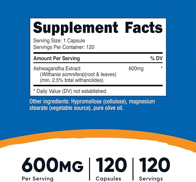 Nutricost Ashwagandha Herbal Supplement 600mg, 120 Capsules - Ashwagandha Root (3 Bottles)