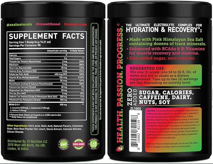 Zeal Electrolyte Powder - 90 Servings | Keto Electrolytes Powder | Zero Sugar, BCAAs, B-Vitamins | Potassium, Zinc, Magnesium | Hydration Powder Recovery Drink | Cherry Limeade
