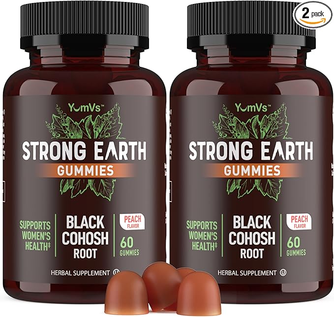 YUM-V'S Strong Earth Black Cohosh Root 50mg (60 Count) - Natural Extract Menopause Supplements Night Sweats & Hot Flashes for Women