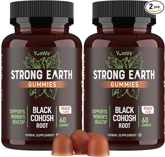 YUM-V'S Strong Earth Black Cohosh Root 50mg (60 Count) - Natural Extract Menopause Supplements Night Sweats & Hot Flashes for Women