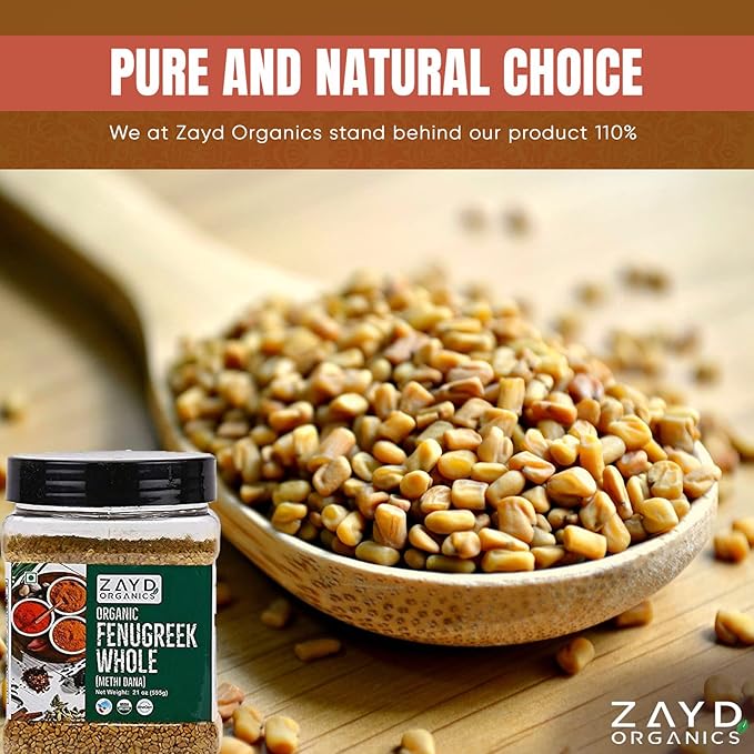 Zayd Organic Fenugreek Seeds | 1.3 lb | Whole Methi Seeds, USDA Organic, 1.3 lb (595g)