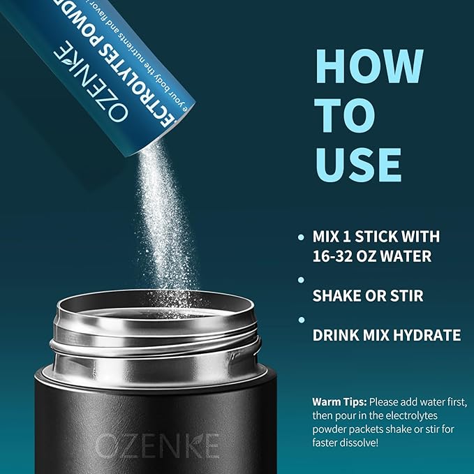 60 Sticks Sugar Free Hydration Packets, Electrolytes Powder Packets, Electrolyte Drink Mix Travel Electrolyte for Rapid Hydration, 6 Flavors