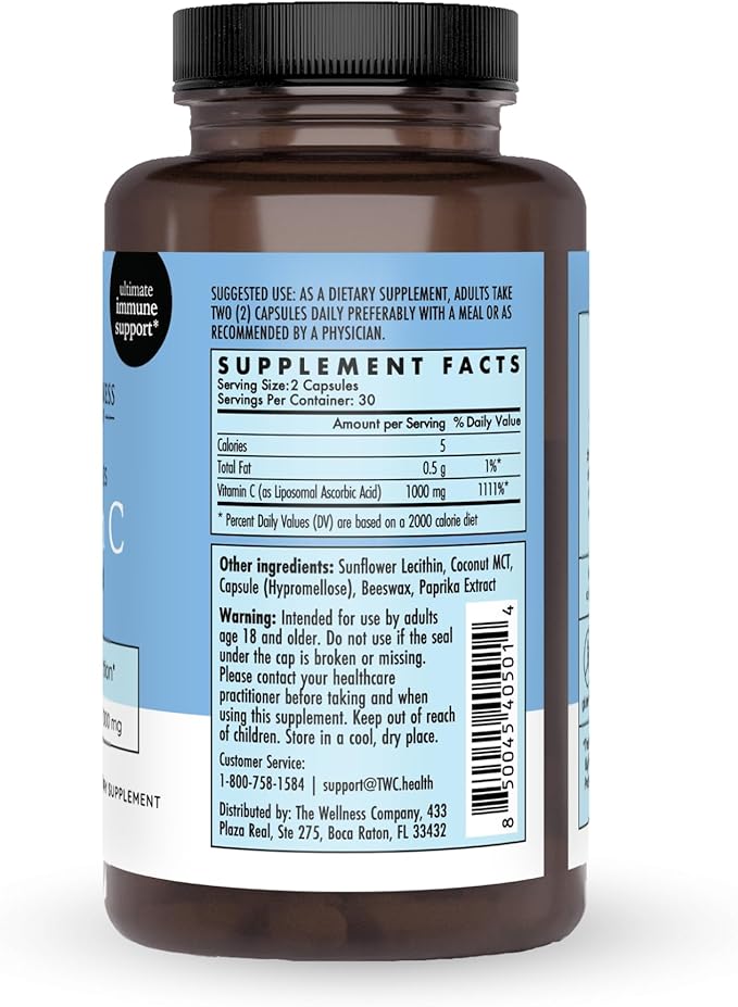 The Wellness Company Liposomal Vitamin C – Ultimate Absorption for Immune Support | 30ct (1 Month Supply)