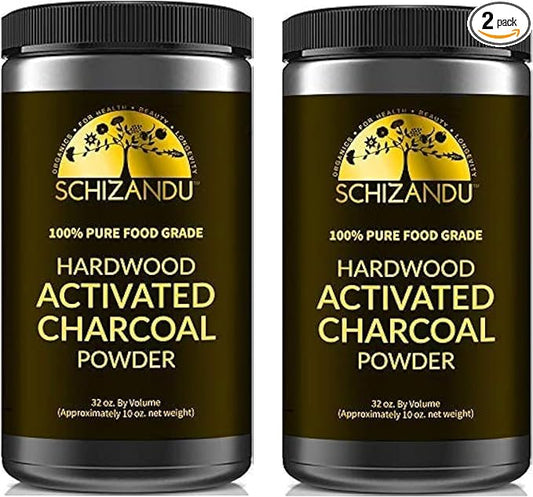 Activated Hardwood Charcoal Powder by Schizandu Vegan 100% | Supports Skin, Body, Teeth Whitening 2-Packs