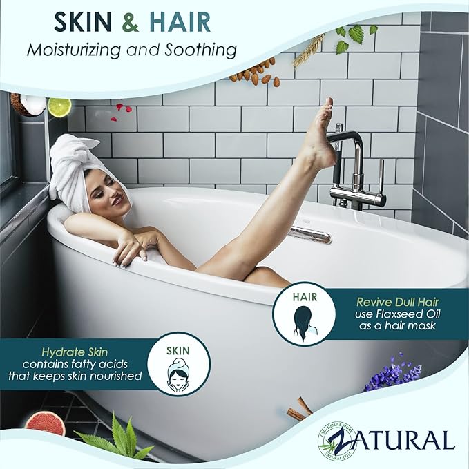 Zatural Flaxseed Oil Organically Grown 100% Pure Flax Seeds Cold Pressed Vegan Omega Fatty Acids (8oz)