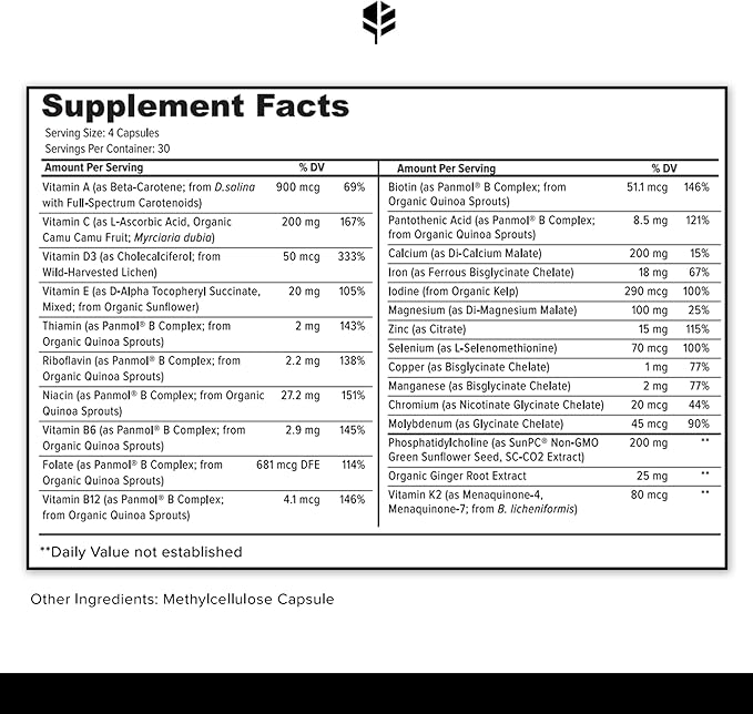 Prenatal and Postnatal Multivitamin for Women, with Vitamins A, B, C, D, E, Iodine, and Ginger for Mother & Baby Support, Non-GMO, Gluten-Free (120ct)