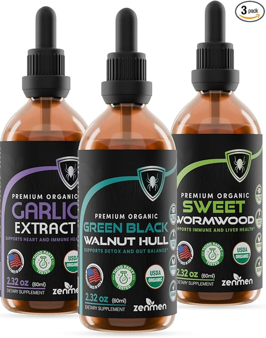 Zenmen Herbal Cleanse Tincture - Green Black Walnut, Sweet Wormwood & Garlic Bundle