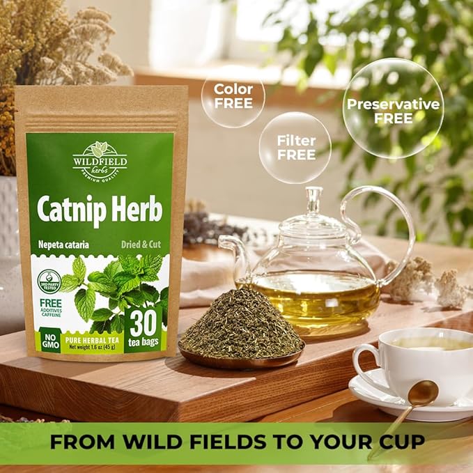 30 Bags Catnip Tea Catnip Herb Tea (Nepeta L.) - 30 Count 1.5g Bags Cat Nip Leaf Herb Hierba Gatera