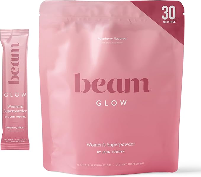 Beam Glow, Hormone Balance for Women, Cortisol Support for Women, Thyroid Support Powder with Selenium, Bromelain and Chasteberry, PMS Relief, Hair Skin & Nails, Health and Wellness Gift, 30 Servings