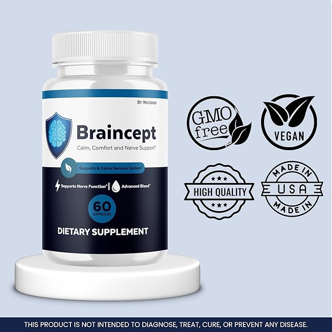 (2 Pack) Braincept Capsules - Official Brain Cept Nerve Support, Supplement Health Memory Natural Premium Advanced Formula for Overall Health Wellness - 120 Capsules for 2 Months