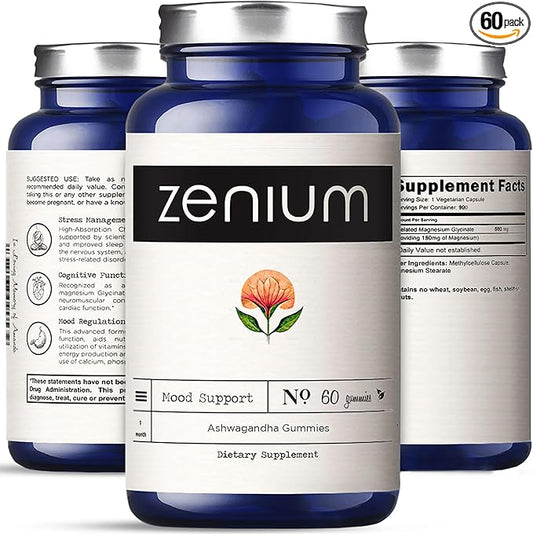 Zenium - Ashwagandha Gummies 1500mg per Serving of KSM 66 | 60 Count | Mango Flavored | Calm The Mind & Body | Relieve Worry, Tension & Nervousness | Ayurvedic | Natural Supplement | Boosts Mood