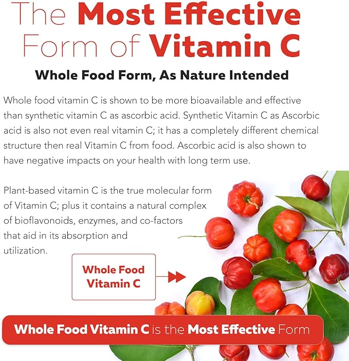 Organic Vitamin C | Whole Food Vitamin C from Fruit Plus Absorption Enhancing Cofactors - Vegan, Enhanced Bioavailability - Immune Support, Antioxidant, Total Health (90 Servings) - 2-Pack