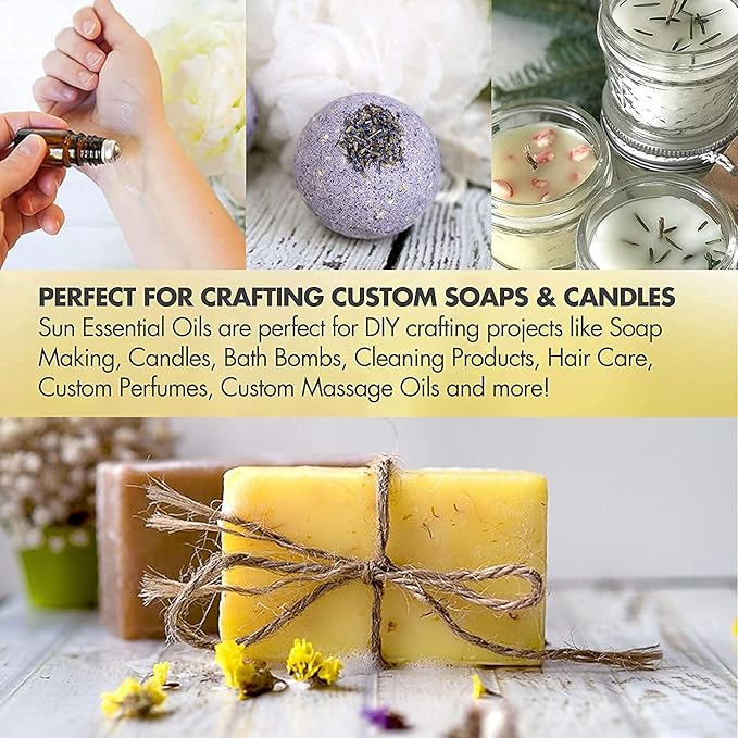 Sun Essential Oils - Lemongrass Essential Oil 4 oz with Dropper for Diffuser, Hair & Skincare, Aromatherapy Massage, Humidifier, Candle, Soap & Lotion Making at Home