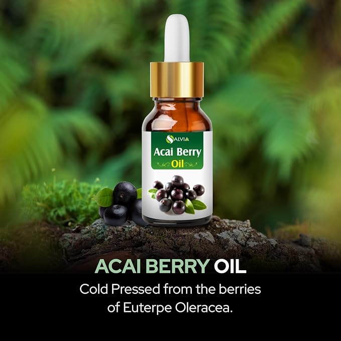 Acai Berry (Euterpe Oleracea) Cold Pressed Carrier Oil 100% Natural & Pure Undiluted Uncut Oil Use for Aromatherapy, Skin Care Therapeutic Grade (15ML with Dropper)