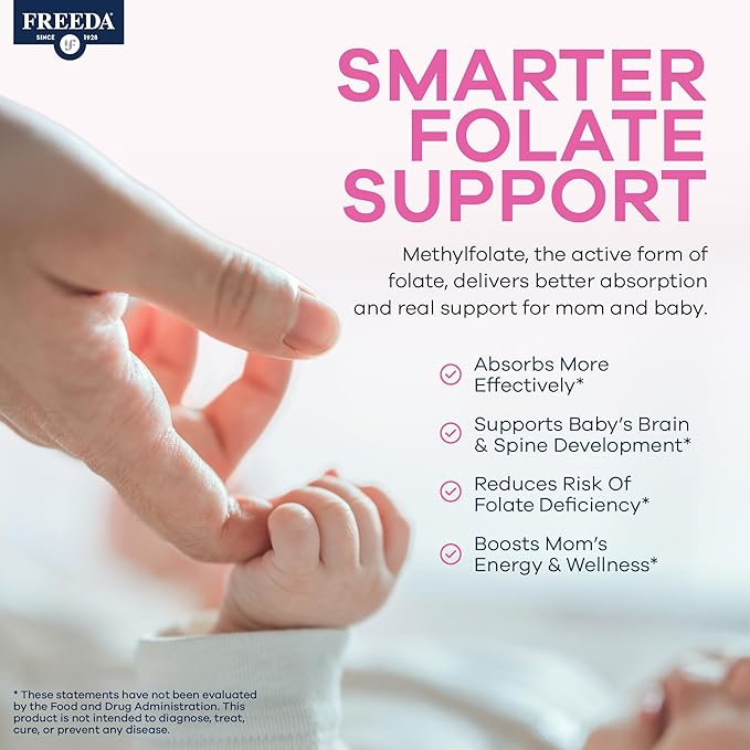 FREEDA Mini Prenatal Vitamin - Kosher Prenatals -Tiny Easy to Swallow Tablets - Prenatal Vitamins with Iron, Prenatal Folic Acid/Folate, Vitamin D - Pre Natal Multivitamin for Pregnant Women (120)