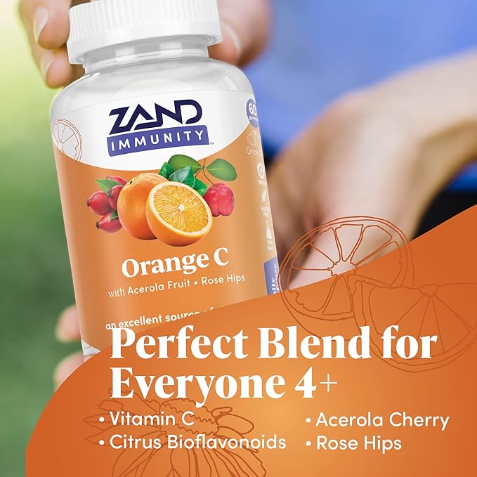 ZAND Immunity Orange Vitamin C Gummies, Wellness and Immune Support Supplement, Chewable Vitamin C w/Citrus Bioflavonoids, Rose HIPS and Acerola, Vegan, Gluten Free, 60-Day Guarantee, 30 Servings