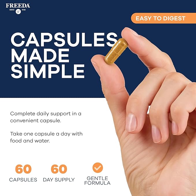 FREEDA Vitamin B Complex with Vitamin C & Zinc – Stress B Complex, Methylfolate & Active B12 + B1 B2 B3 B6 Biotin Choline – BComplex Vitamins for Women & Men – SCD Legal, Kosher, Vegan (60 Capsules)