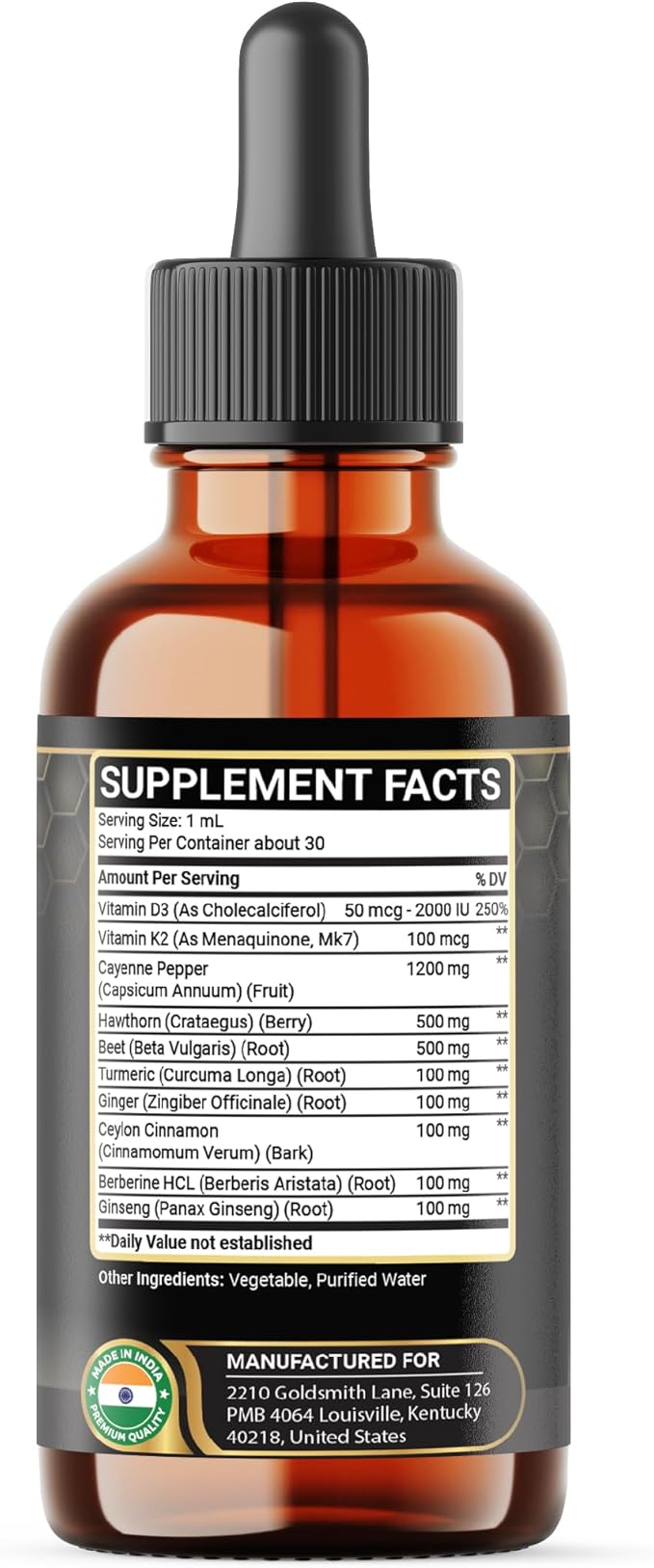 2 Packs - 2700 mg 10in1 Cayenne Pepper Liquid Drops with Hawthorn Berry, Vitamin D3 K2, Beet Root, Ginger Turmeric, Ginger, Ceylon Cinnamon, Berberine, and Ginseng - 2 Months