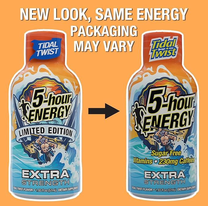 5-hour ENERGY Extra Strength Energy Shot, Tidal Twist (1.93 oz., 30 Count), Zero Calories & Sugar-Free 230 mg Caffeinated Energy Shot, Amino Acids & B Vitamins, Dietary Supplements, , Pina-Colada Flavor