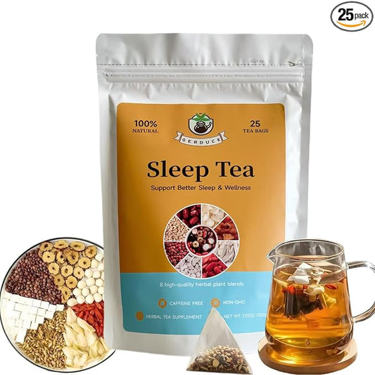 25 Organic Sleep Tea Bags for Bedtime,Chinese Barley Tea Blend 8 Premium Natural Herbs-Sour Jujube Seed,Goji berry, Jujube dates,Sleepytime Tea for Daily Wellness,Caffeine-Free, NON-GMO