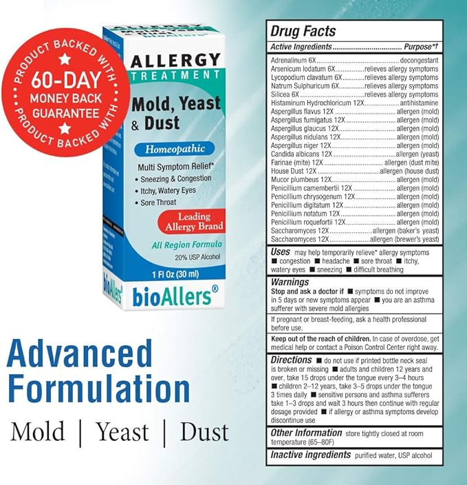 NaturalCare by bioAllers Allergy Treatment Homeopathic Formula May Help Relieve Sneezing, Congestion, Itching, Rashes & Watery Eyes 1 Fl Oz (371400702017)