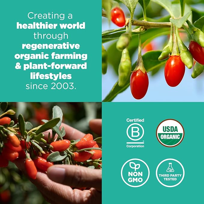 Navitas Organics Goji Berries – For Smoothies, Trail Mix, Baked Goods, Oatmeal & More – Vitamin A, Antioxidants, Fiber – Wolfberry - USDA Organic, Non GMO, Gluten Free, Vegan (8oz. Bag, 8 Servings)