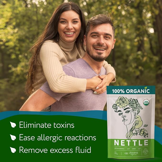 Zhivana Organics Nettle Tea – Nettle Leaf Organic, Nettle Tea Loose Leaf, Stinging Nettles Loose Leaf Organic, Ortiga Verde Organica - Dried Herbs for Medicinal Use - 8oz