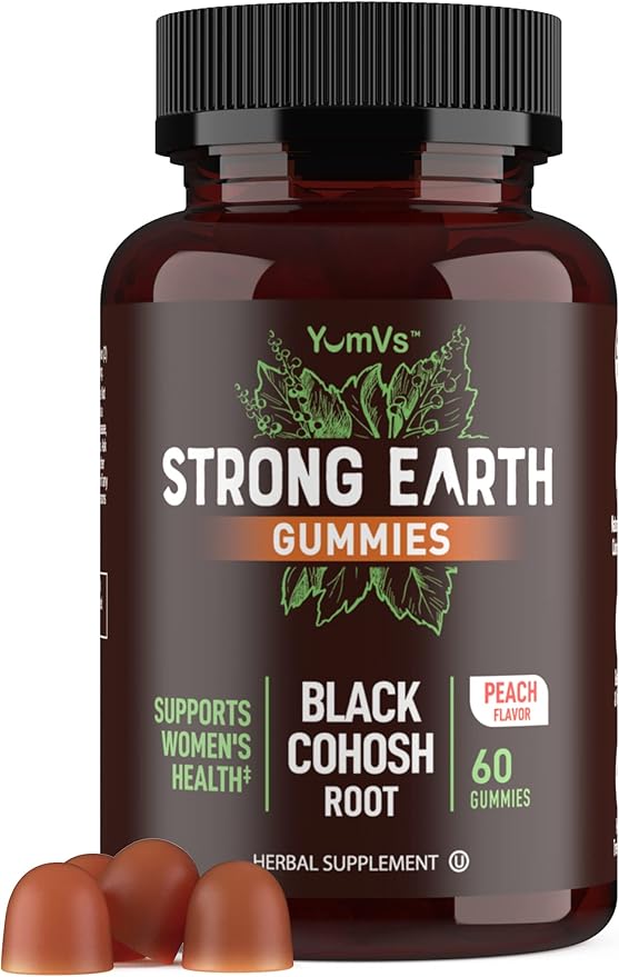 YUM-V'S Strong Earth Black Cohosh Root 50mg (60 Count) - Natural Extract Menopause Supplements Night Sweats & Hot Flashes for Women