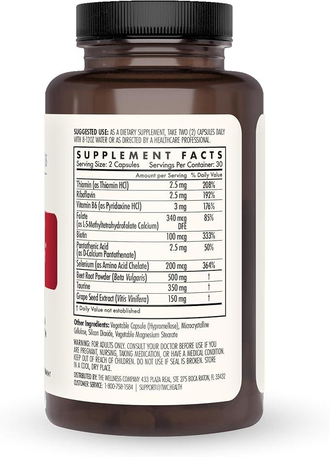 The Wellness Company Healthy Heart - Cardiovascular Strength, Blood Flow, Nitric Oxide Production & Healthy Cholesterol Levels | 60ct (1 Month Supply)