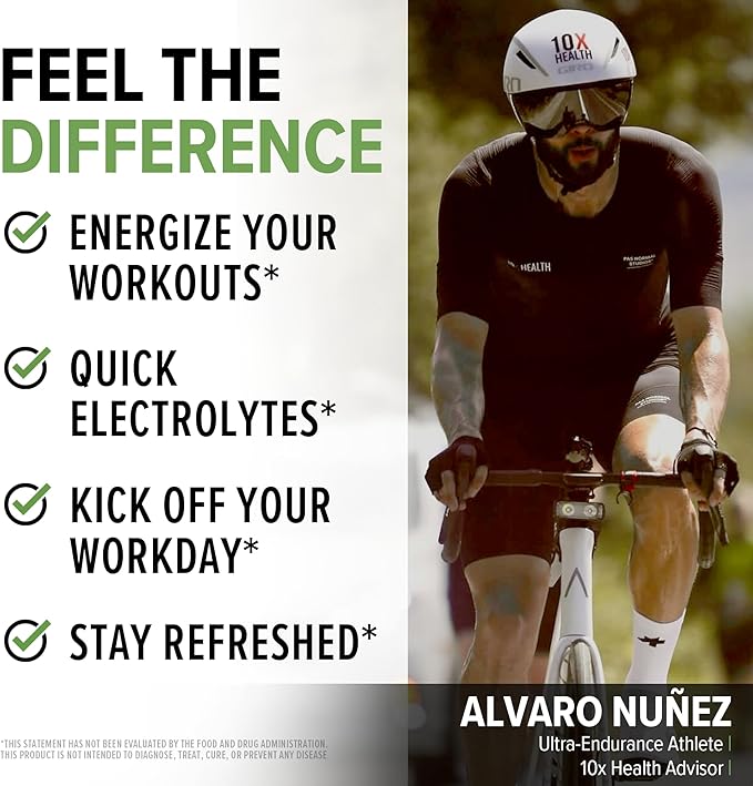 10X Health Electrolyte Drink Mix - Hydration Packets - Sodium, Magnesium, Potassium Citrate & Electrolytes Packets - Naturally Flavored, Dye-Free & Sugar-Free Hydration Packs - 15 Sticks, Lemon Lime