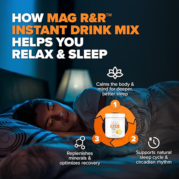 SaltWrap Mag R&R Instant Drink Mix - Sugar-Free Nighttime Magnesium Glycinate Powder with Stevia & FiberSMART® - Muscle Cramp & Leg Cramps Relief, Sleep & Relaxation Support - 30 Servings