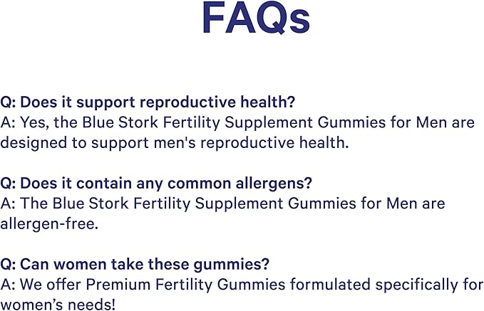Blue Stork Fertility Supplement Gummies for Men - Male Prenatal Vitamins, Conception Support for Him - Reproductive Health, Hormonal Balance & Motility - 90 Count