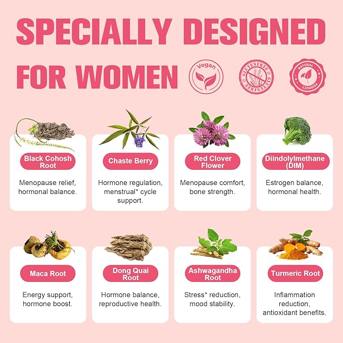 2 Packs, Complete Menopause Supplements for Women, 40-in-1 Hormone Balance for Women Night Sweats Relief*, Hot Flashes, w/Black Cohosh, Probiotics, DIM, Vitex, Dong Quai, Red Clover