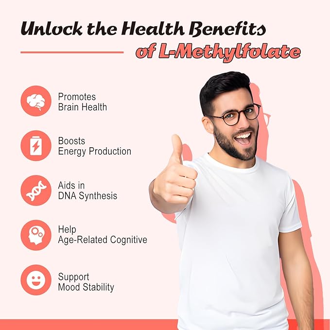 2 Pack L-Methylfolate 15mg & Methyl B12 Gummies, Folate Supplement for Brain Health, Mood & Immunity, DNA Synthesis & Repair, Sugar Free, Vegan, Raspberry Flavor, 120 Count