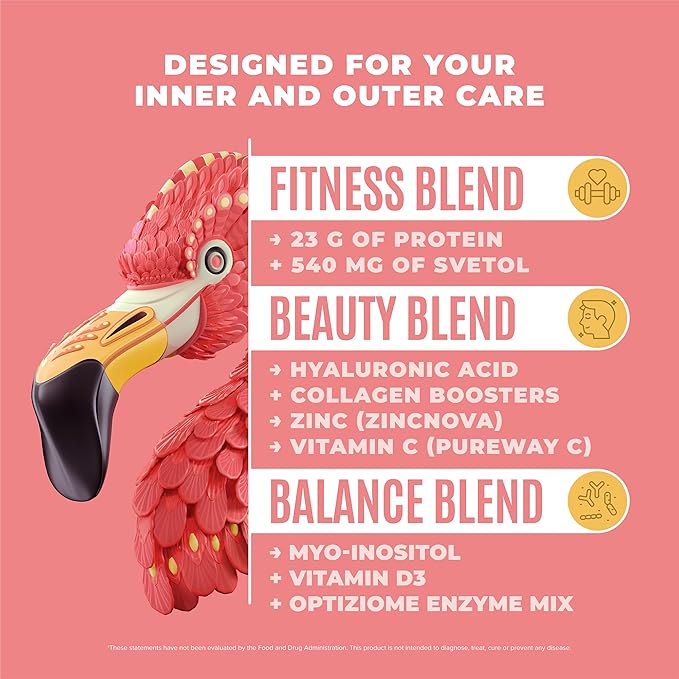 BIRDMAN Fitmingo Vegan Protein Powder with Inositol, Collagen Boosters, Hyaluronic Acid and Vitamins | Low Carb, Dairy Free, Lactose Free, Low Calorie | 23g Plant Based Vanilla Protein Powder