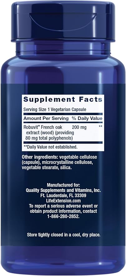 Life Extension EnergyGain, French Oak Extract, Combat General Fatigue & Maintain Energy Levels, Non-GMO, Gluten-Free, Vegetarian, 30 Capsules