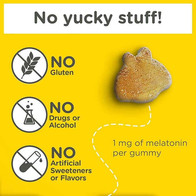 Zarbee's Kids Melatonin Gummies with 1mg Melatonin, Kids Sleep Gummy Works with Natural Sleep Cycles to Promote Peaceful Sleep, Drug-Free, Non-Habit-Forming, Natural Strawberry, 60 ct