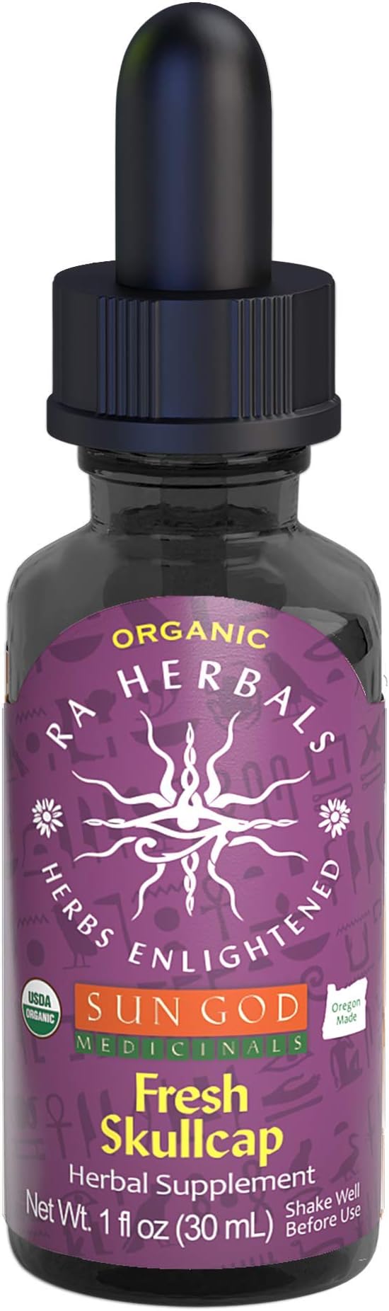 Ra Herbals Certified Organic Fresh Skullcap Tincture | Natural Herbal Extract | Soothing Blend 1 oz