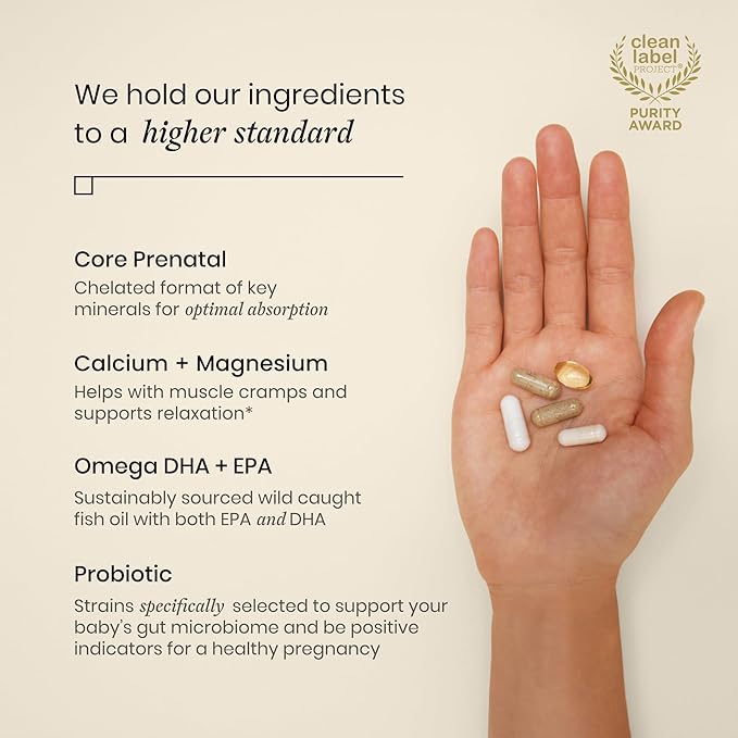 Perelel 3rd Trimester Prenatal Pack, Multivitamin with Magnesium, Omega 3, Probiotics & Calcium, Nutritional Support for Third Trimester Wellness, Soy & Gluten Free, Non GMO, 30 Daily Pill Packs