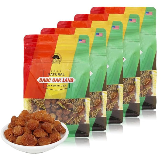 5 Pounds Natural Dried Longan, DABC OAK LAND 100% Fruit Meat, Premium Thailand Sun Dried Longan, Naturally Sweet, Healthy, Gluten-Free, Vegan, High in Vitamins, Dried Fruit Supplement 5bags of 1LB